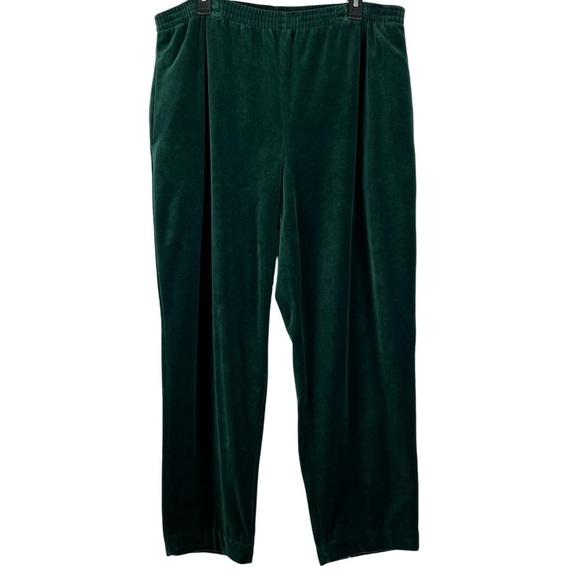 Vintage Elisabeth by Liz Claiborne Velour Elastic Waist Green Pull-on Pants Sz 2 - Picture 1 of 8